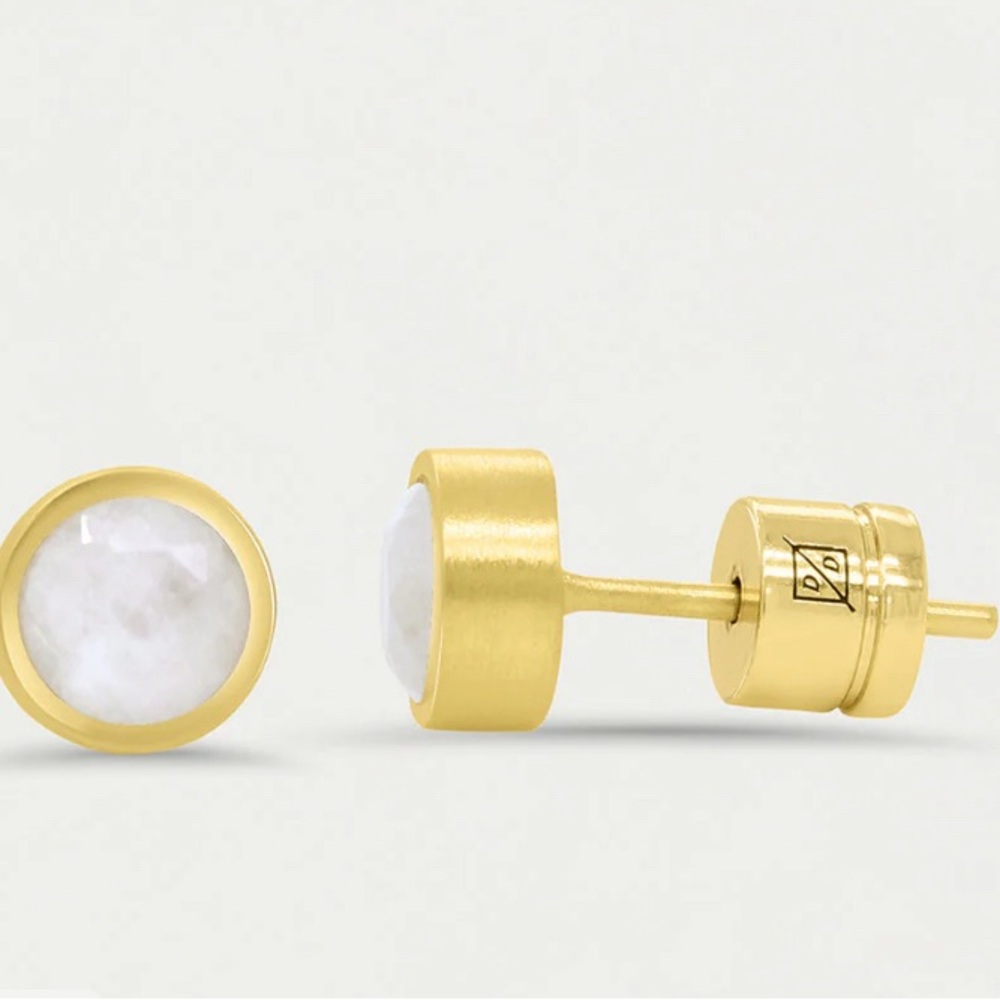 Dean Davidson Signature Small Knock Out Studs, Rainbow Moonstone semi-precious